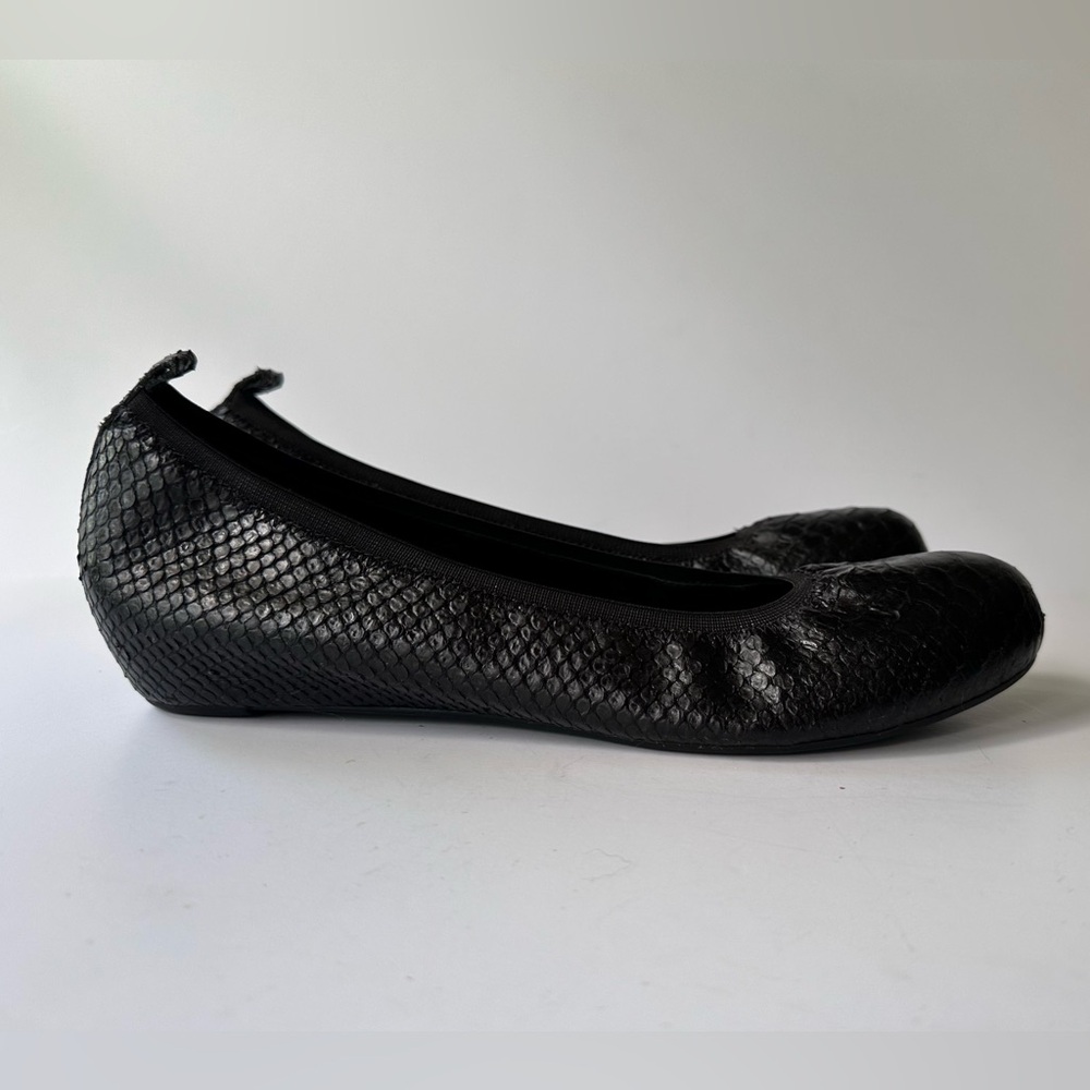 Theory Black Python Snakeskin Ballet Flats With L… - image 3
